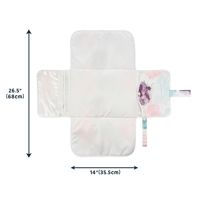 Tiny Twinkle Portable Diaper Changing Pad – Foldable, Waterproof & Compact Travel Changing Mat with Storage | Smart Wipes Pocket for On-The-Go Parents(Cotton Candy)