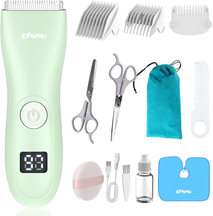 Baby Hair Clippers, Quiet Professional Hair Clippers for Kids, Hair Cutting Kits with LCD Display, Safe Ceramic Blades, Waterproof Rechargeable Trimmer for Autism Children and Infants