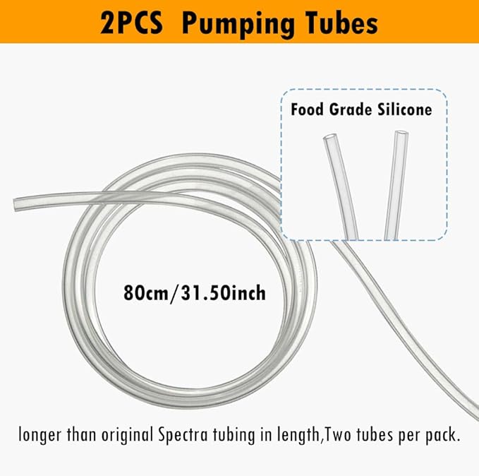 10pcs Pump Parts Set, 2pc Backflow Protector 2pcs Tubing 2pcs Membrane and 4pcs Duckbill Valves, Replacement Breast Pump Parts for Spectra S1/S2/9 Plus