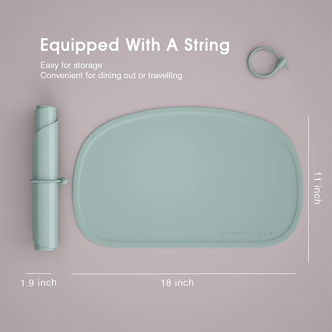 Cuddle Campus Silicone Placemat with Raised Edges for Kids,Toddlers,Babies, Non-Slip Table Setting Placemat for Dining,Come with String for Storage