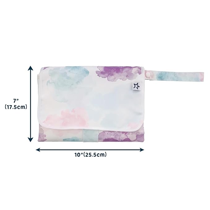 Tiny Twinkle Portable Diaper Changing Pad – Foldable, Waterproof & Compact Travel Changing Mat with Storage | Smart Wipes Pocket for On-The-Go Parents(Cotton Candy)