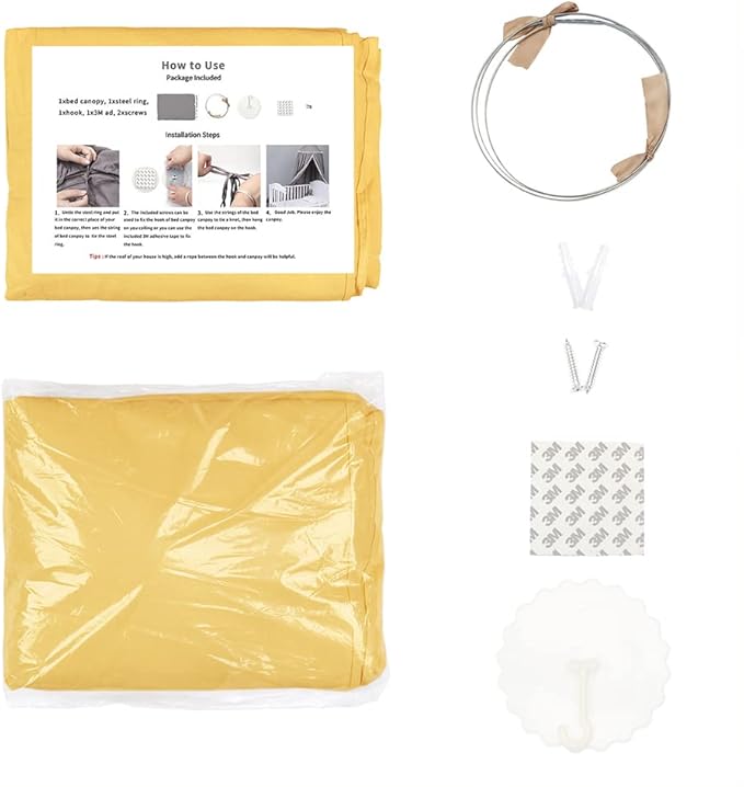 MAMERIA Kids Bed Canopy with Frills Cotton Cover Net for Baby Crib Reading Nook Curtain Hideaway Hanging Round Tent Nursery Bedding Play Room Decor (02CNP0002-YL)