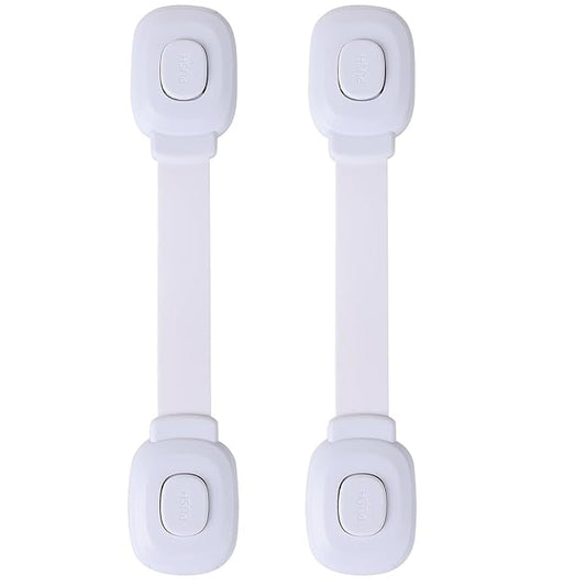 Fursafe&Q Baby Cabinet Locks, Child Safety Cabinet Proofing -Child Safety Strap Locks Adhesive Drawer Fridge Ovens Door Toilet Latches No Drill Multi-Purpose for Furniture Kitchen Lock (White, 2Pack)