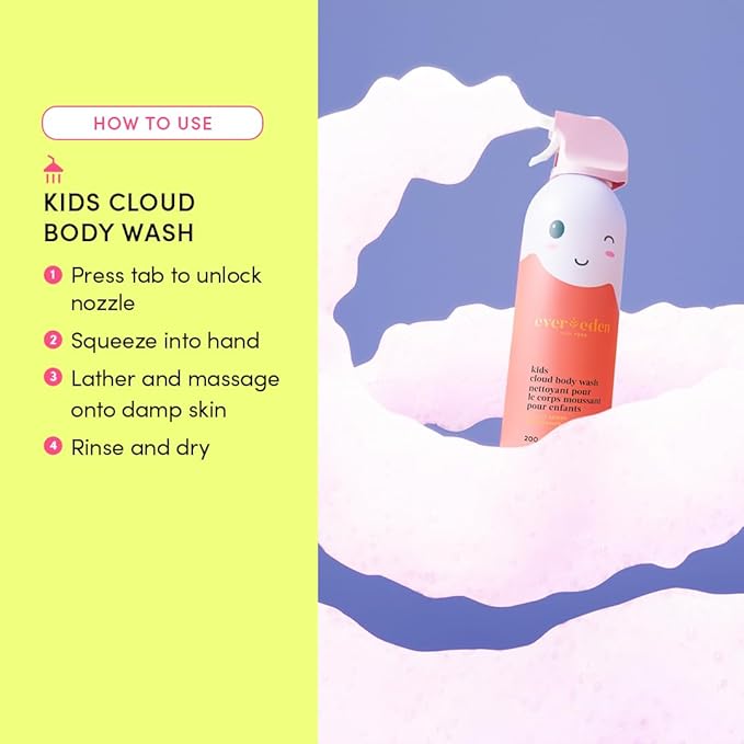 Evereden Kids Cloud Body Wash Duo - Gentle, Nourishing Toddler Body Wash for Delicate Skin, Coconut Splash & Juicy Citrus Scents, Creamy Hydrating Formula, 2 Pack (6.7 fl oz Each)