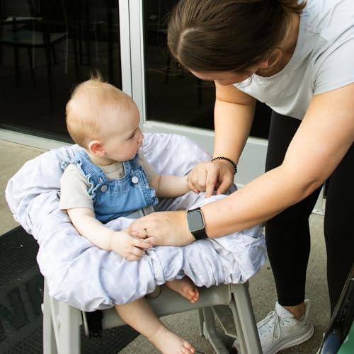 The Peanutshell Shopping Cart Cover for Baby, High Chair Cover for Restaurant Seat, Grocery Cart Cover for Baby Girl and Boy, Cotton Buggy Covers for Babies, Toddler Shopping Cart Cover, Neutral Grey