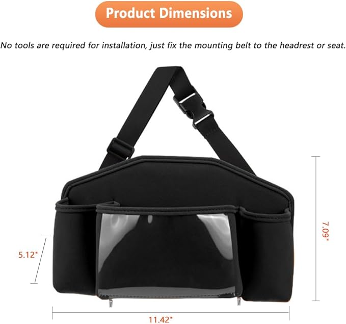 Tumecos Car Seat Back Storage Bag, Car Backseat Organizer with Tissue Box, Large Capacity Car Storage Box, Multi-function Car Rear Seat Storage Pocket, Universal for Most Vehicles (Style B, Black)