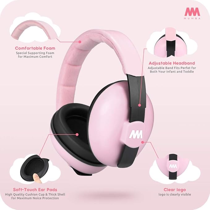 Mumba Baby Ear Protection Noise Cancelling Headphones for Babies and Toddlers Baby Earmuffs - Ages 3-24+ Months