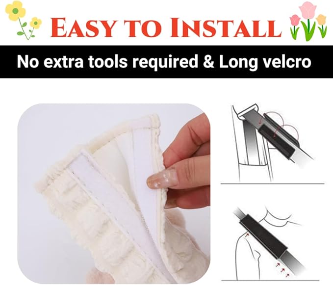 Cute Flower Seat Belt Cover Pads, 2 Pcs & 4 Pcs Seatbelt Covers for Women Adults, Car Seat Strap Pads, Seatbelt Cushion (Pink,4)