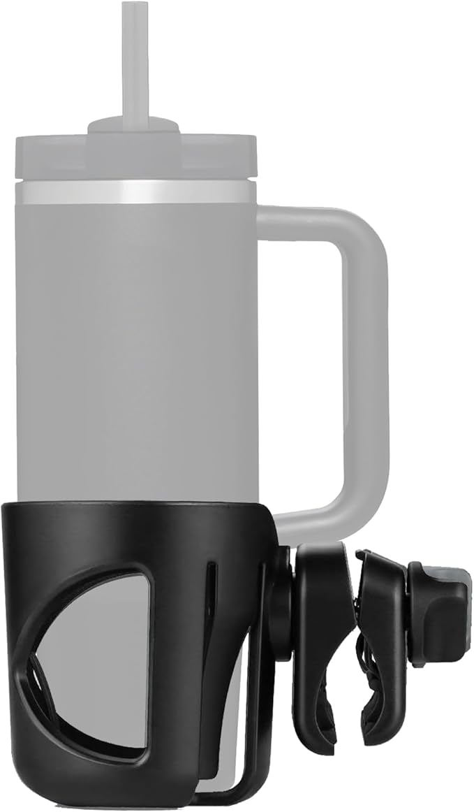 New Stroller Cup Holder for Stanley Quencher H2.0 (30 & 40 Oz. Models), Also Compatible with Stanley IceFlow (20 & 30 Oz. Models) - Black