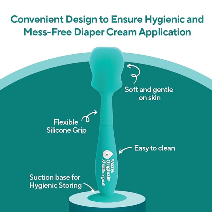 Marie Originals Baby Diaper Cream Spatula | Soft Silicone & Flexible Diaper Rash Cream Spatula For Babies & New born with Suction Base Cup Mess Free, Hygienic & Easy To Use But Paste Applicator 2pk
