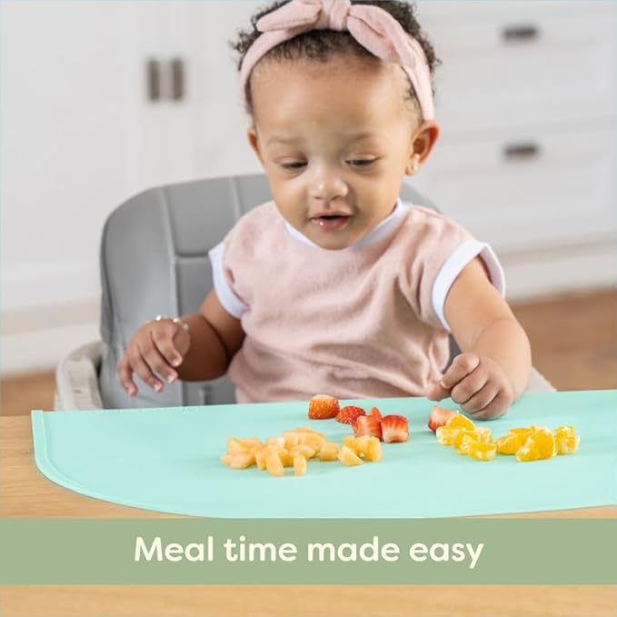 UpwardBaby Silicone Placemats for Toddlers - Food-Catching, Mint - Toddler Placemat with Food Catcher & Suction - Portable Table Mat for Baby - Non-Slip, Dishwasher Safe, BPA-Free