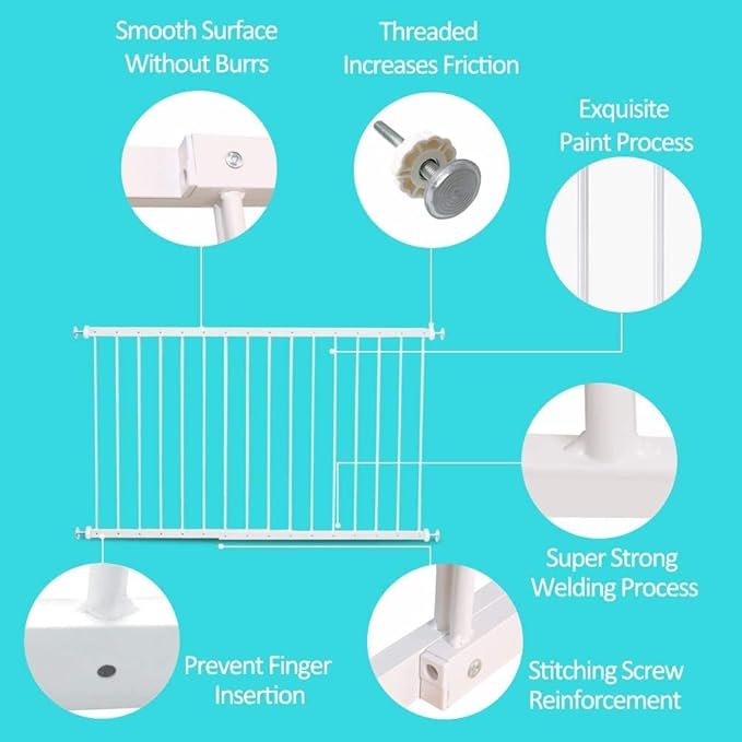 WAOWAO Window Safety Guards for Children Kids Child Toddler Pets Proof Extra Wide White Tension Security Window Guard Gate for Home Fit 36.22"-61.41" Sliding Windows (2 Piece)