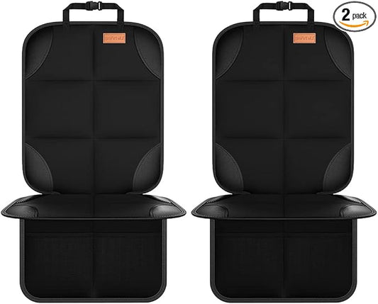 Smart Elf Car Seat Protector, 2Pack Seat Protector Protect Child Seats with Thickest Padding and Non Slip Backing Mesh Pockets for Baby and Pet