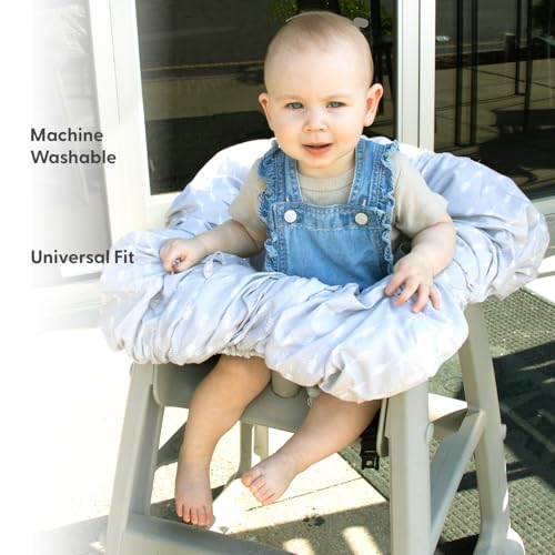 The Peanutshell Shopping Cart Cover for Baby, High Chair Cover for Restaurant Seat, Grocery Cart Cover for Baby Girl and Boy, Cotton Buggy Covers for Babies, Toddler Shopping Cart Cover, Neutral Grey