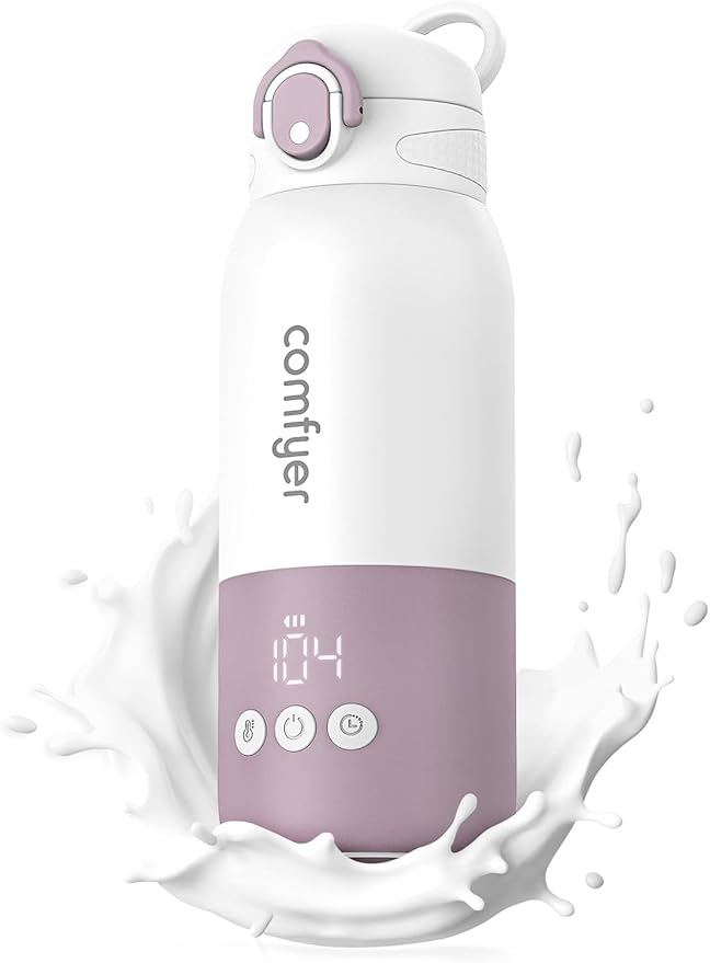 Portable Baby Bottle Warmer for Travel, Portable Milk Warmer with Fast Heating & Long Battery Life, Instant Breast Milk, Formula/Water Bottle with 12 Ounces Big Capacity, Baby Flask for Vehicle