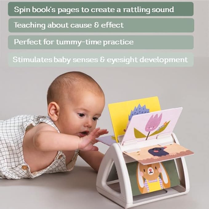Taf Toys Infant Tummy-time High Contrast rattling Activity Book with Art Cards for Baby, Baby Product for Newborn Educational Toys for 3 Essentials Developmental Learning Stages
