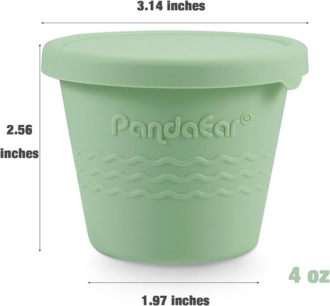 PandaEar 12 Pack Silicone Baby Food Storage Containers, 4 oz Reusable Small Snack Containers Freezer Storage with Airtight Lids Leak Proof for Infants Kids Babies, Microwave Safe