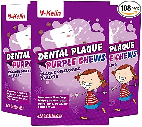 Dental Plaque Disclosing Tablets for Kids & Adults - Showing Plaque by Changing Color - Helps Teach Brushing Habits for Clean Teeth - 108Count