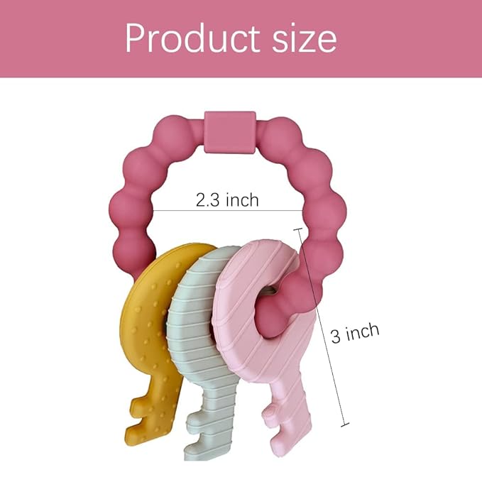 Baby Keys Toy, Teething Keys Toy for Toddlers 3-18 Months,Infants Sensory Silicone Chewable Keys Teether - Soothes Baby Gum Pain,BPA Free (Purple)