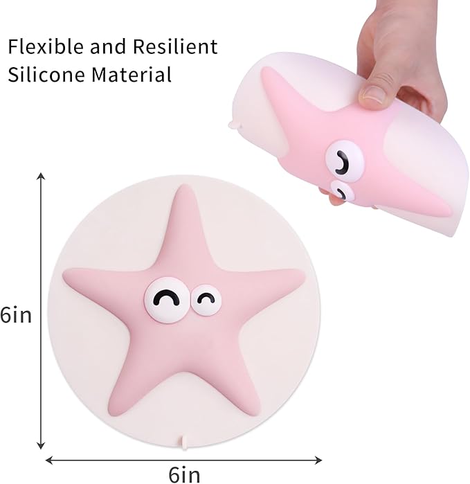Bathtub Drain Stopper Cover - Silicone Bath Tub Stopper, Shower Drain Stopper, Drain Cover, Flat Drain Plug for Kitchen, Bathtub and Laundry, Cute Bathroom Accessories, 6 Inches, Pink
