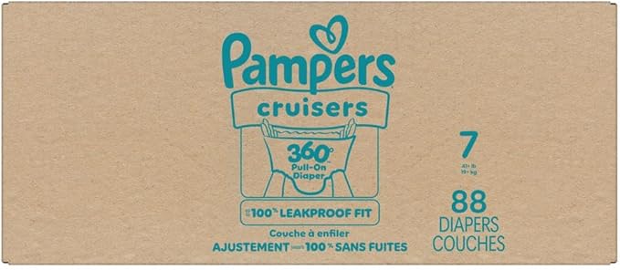 Pampers Diapers - Cruisers 360 - Size 7, 88 Count, Babyproof up to 100% Leakproof Pull-On Diaper