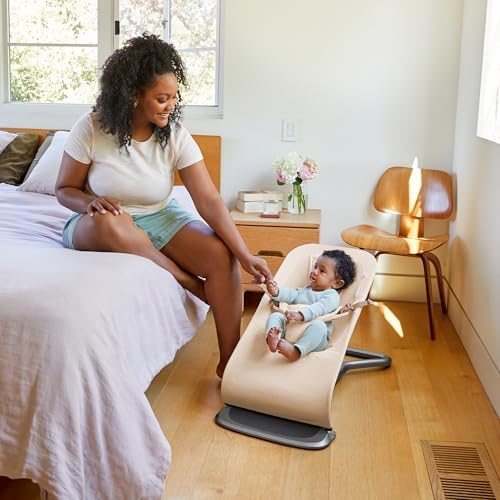 Ergobaby Evolve 3-in-1 Mesh Baby Bouncer Seat, Adjustable Multi-Position Infant Bouncer and Toddler Chair, Breathable Mesh, Converts from Newborn to Toddler - Cream