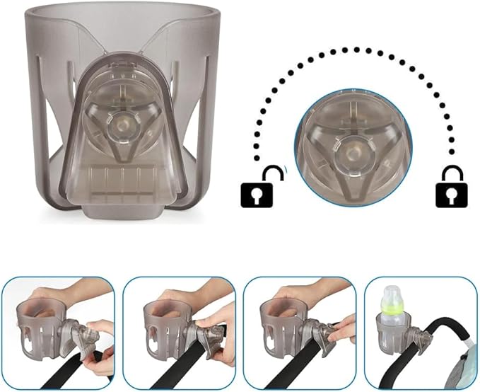 New Stroller Cup Holder for Stanley Quencher H2.0 (30 & 40 Oz. Models), Also Compatible with Stanley IceFlow (20 & 30 Oz. Models) - Transparent