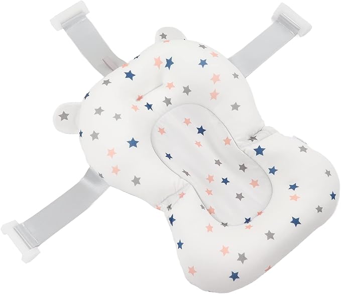 Baby Bath Pad Baby Bath Seat, Baby Bath Cushion Pad Newborn Bathtub Mat, Infant Bath Supporter Net Baby Bathtub Pillow, Bathing Tub Seat, Gifts (White Stars)