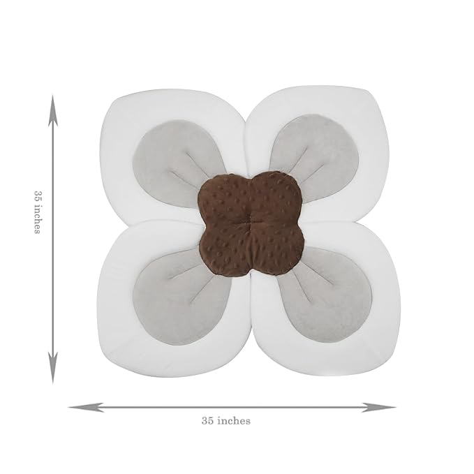 PandaEar Baby Bath Pad for Infant Newborn | Soft Flower Petals for Sink Bathtub Essentials Shower Gift (Grey)