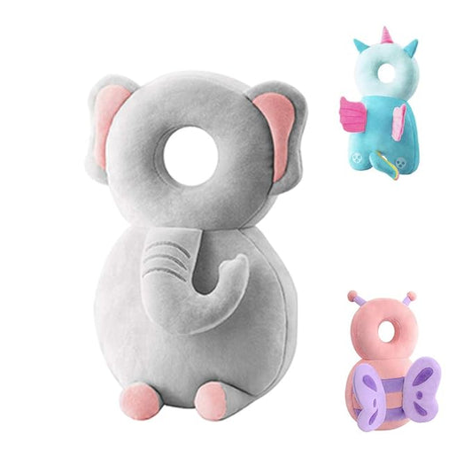 JunNeng Baby Head Protector Backpack, Toddler Walking Fall Head Protection, Grey Elephant