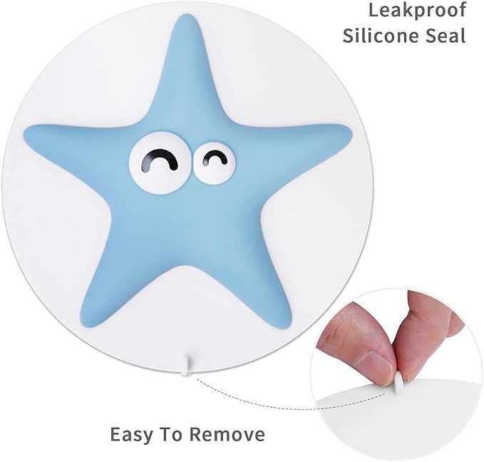 Bathtub Stopper Drain Plug Cover - Silicone Bath Tub Stopper, Shower Drain Cover, Cute Drain Stopper, Flat Drain Plug for Kitchen Sink and Bathtub, Bathtub Accessories, 6 Inches, Blue