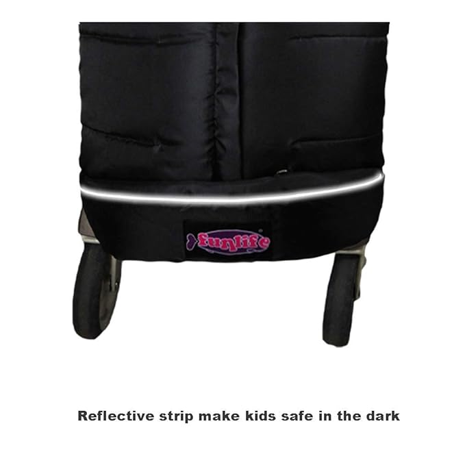 German Designed Universal Stroller Footmuff, 2 Way Zippers Style Easy for Baby in&Out, Length Extensible,Temperature Adjustable Footmuff Fits Baby Growth,Reflective Strips Around Bunting Bag