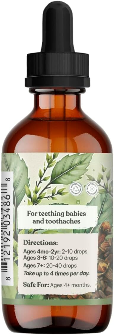 Earthley Wellness Teeth Tamer, Teething Relief for Babies & Kids, Soothes Drooling, Gum Discomfort & Irritability, Organic Herbal Formula, Sugar-Free, Packaging May Vary (1.69 oz, 500 doses)