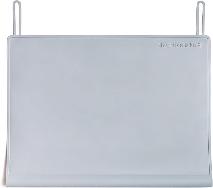 The Table Tyke Table Tyke Placemat XL Silicone Baby Placemat with Teething Edge Bumper - Waterproof Toddler Table Mat for Eating, BPA Free, Dishwasher Safe (Grey)