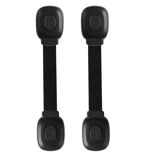Fursafe&Q Cabinet Locks Baby Proofing, Child Safety Strap Locks Adhesive Black - Child Proof Fridge Lock Drawer Door Toilet Latches No Drill Multi-Purpose for Furniture Kitchen Lock