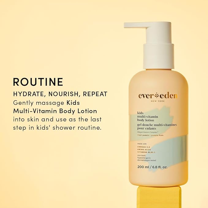 Evereden Kids Multi-Vitamin Body Lotion (6.8 fl.oz., Fresh Pomelo): Gentle & Non-Toxic Moisturizing Lotion | Nourishing & Protective Lotion for Kids