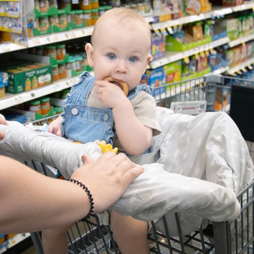 The Peanutshell Shopping Cart Cover for Baby, High Chair Cover for Restaurant Seat, Grocery Cart Cover for Baby Girl and Boy, Cotton Buggy Covers for Babies, Toddler Shopping Cart Cover, Neutral Grey