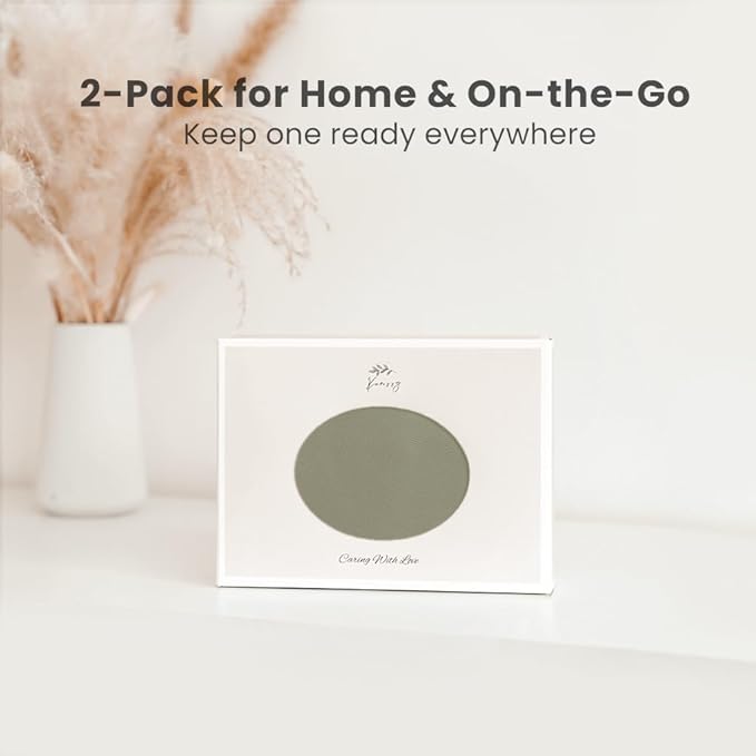 Konssy Faux Leather Baby Changing Mat, Waterproof, Wipeable & Portable Diaper Changing Pad for Travel or Home, Fits Perfectly in Diaper Bag, 30 x 17 inches (Fog Green,Beige)