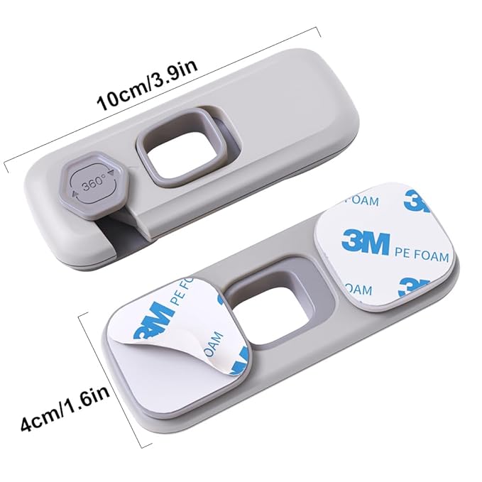 5 Pack Child Proof Refrigerator Lock, QYESWHSR Fridge Locks for Kids with Sticky Adhesive Pads, Child Safety Locks for Doors, RV Refrigerator, Oven Lock Child Safety Baby Cabinet Locks - Grey Updated