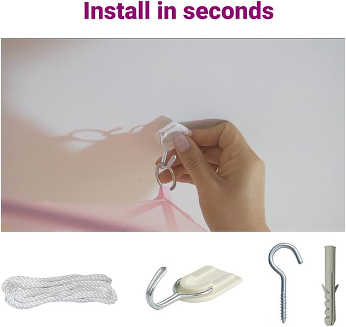 Blue Canopy for Girls Bed - Princess Mosquito Net Room Decor - Kids & Baby Bedroom Tent - 1 Opening Canopy Bed & Hanging Kit Included