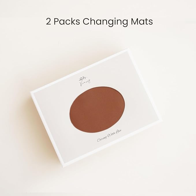 Konssy Faux Leather Baby Changing Mat, Waterproof, Wipeable & Portable Diaper Changing Pad for Travel or Home, Fits Perfectly in Diaper Bag, 32 x 20 inches (Brown,Beige)