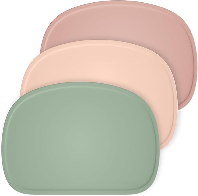 Cuddle Campus Silicone Placemat with Raised Edges for Kids,Toddlers,Babies, Non-Slip Table Setting Placemat for Dining,Come with String for Storage Set 3