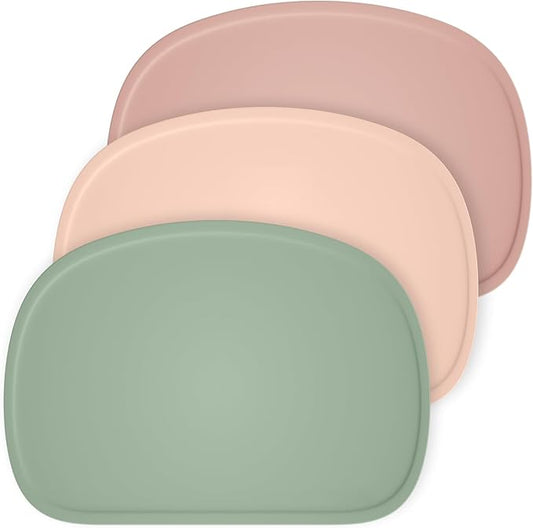 Cuddle Campus Silicone Placemat with Raised Edges for Kids,Toddlers,Babies, Non-Slip Table Setting Placemat for Dining,Come with String for Storage Set 3