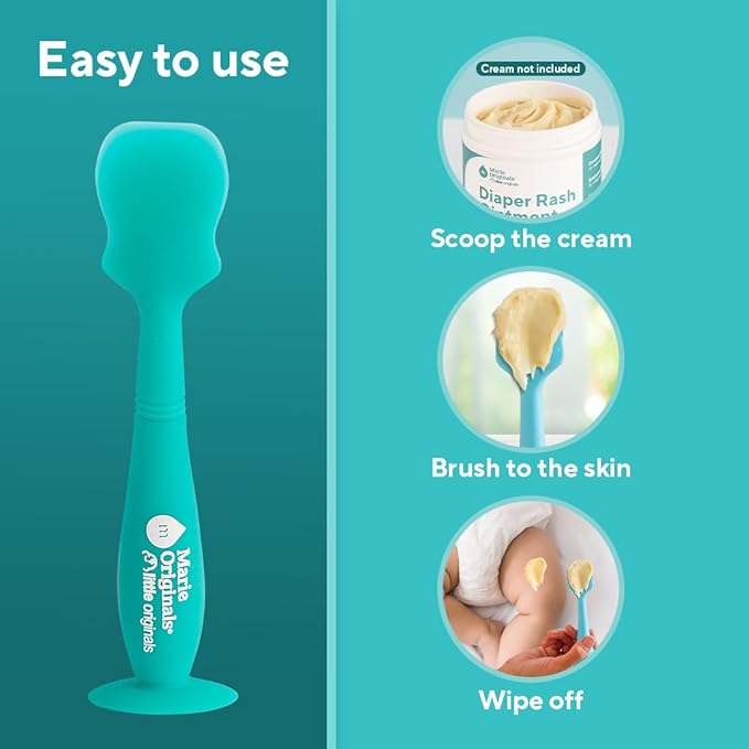 Marie Originals Baby Diaper Cream Spatula | Soft Silicone & Flexible Diaper Rash Cream Spatula For Babies & New born with Suction Base Cup Mess Free, Hygienic & Easy To Use But Paste Applicator 2pk