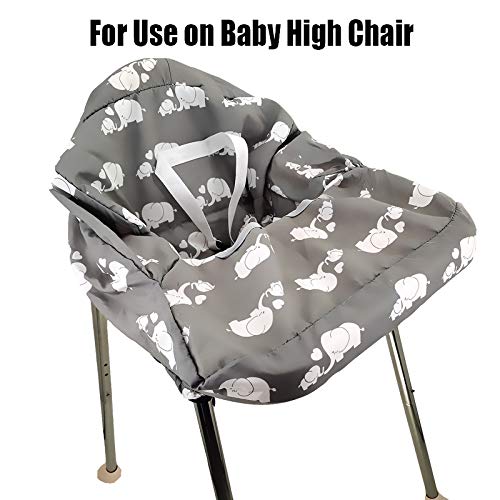 Portable Shopping Cart Cover, High Chair and Grocery Cart Covers for Babies, Kids, Infants & Toddlers, Attached Carry Bag (Simple White Elephant)