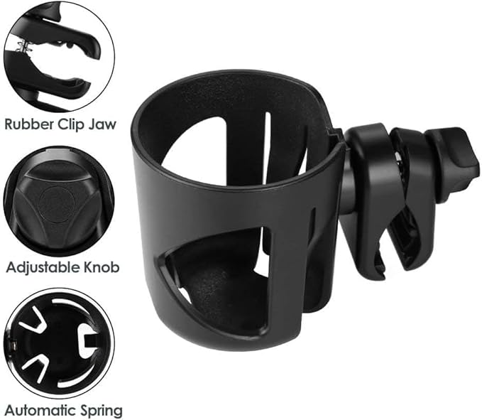 New Stroller Cup Holder for Stanley Quencher H2.0 (30 & 40 Oz. Models), Also Compatible with Stanley IceFlow (20 & 30 Oz. Models) - Black