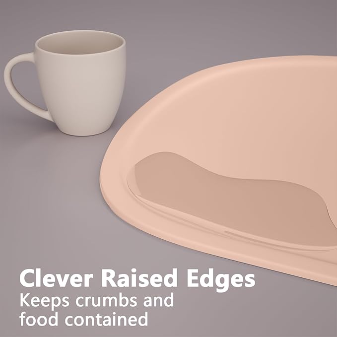 Cuddle Campus Silicone Placemat with Raised Edges for Kids,Toddlers,Babies, Non-Slip Table Setting Placemat for Dining,Come with String for Storage Set 3