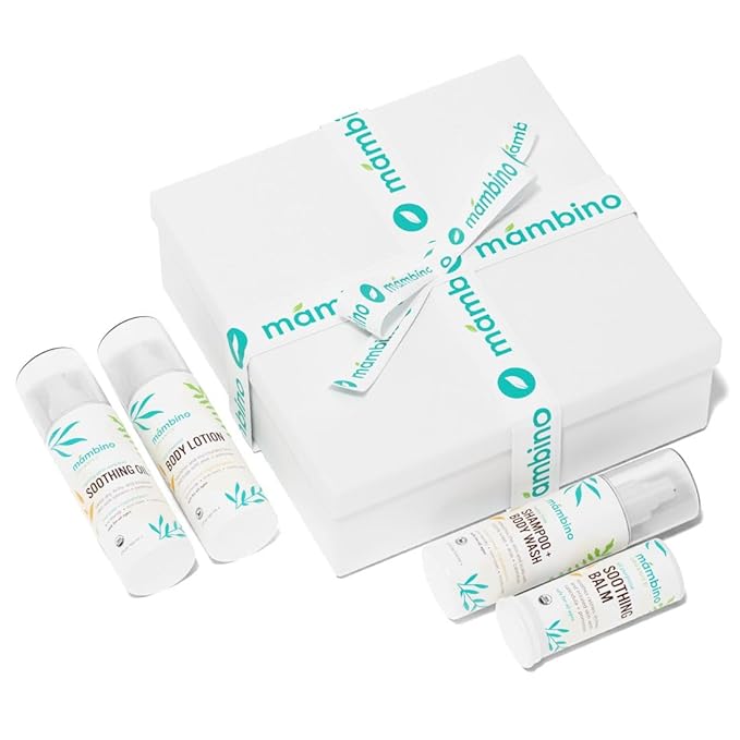 Mambino Organics Baby Arrival Essential Care Gift Set - Organic Baby Care Kit - Vegan & Cruelty-Free 4pc Set - Shampoo, Lotion, Soothing Oil & Balm - Ideal Organic Baby Gift Set for New Moms