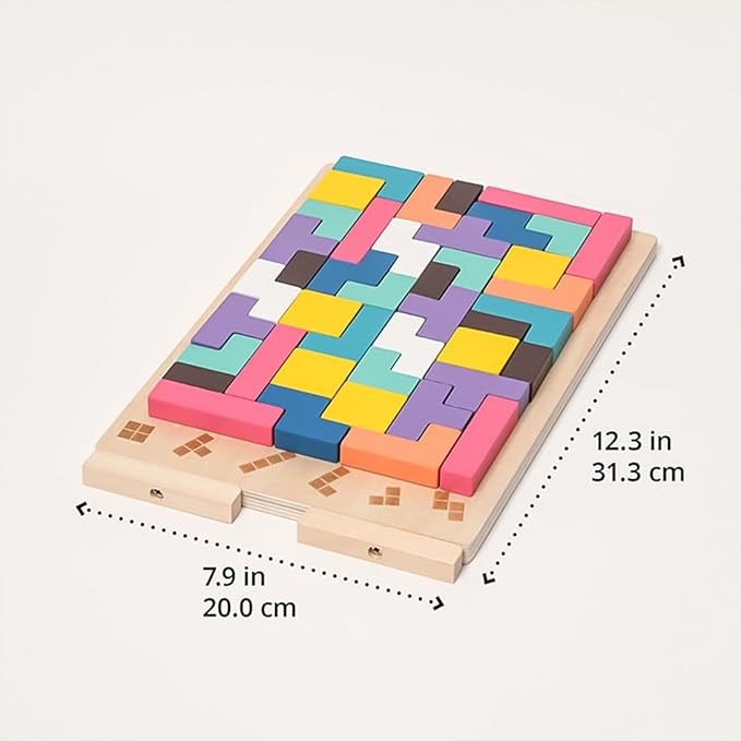 Wooden Stacking Puzzle Toy, 3D Wooden Montessori Brain Blocks, Interactive Educational Giant Russian Block Board Game for Kids Ages 3-6, Learning Toys for Family Activities & Home Decor (1PC)