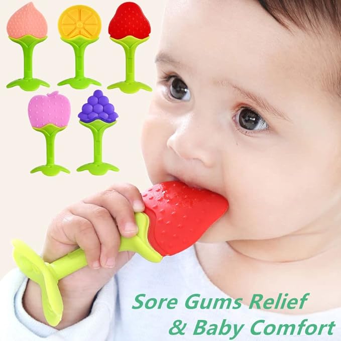 Baby Teething Toys, Freezer BPA Free Silicone Baby Teether Chew Toys, Gifts for Girls Boys- Newborn Infant Toys